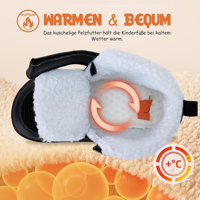 Дитячі зимові ботинки для ходьби Kinder - чорні, розмір 28 EU (Barefoot)