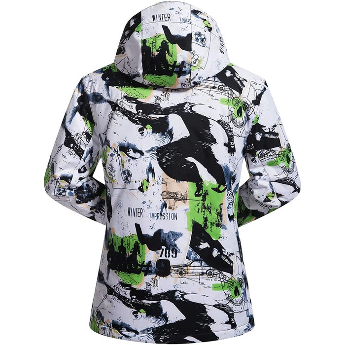 Комплект чоловічого гірськолижного костюма: куртка та штани, водонепроникний, вітронепроникний, з капюшоном, для сноубордингу та катання на лижах, білий/зелений, розмір M