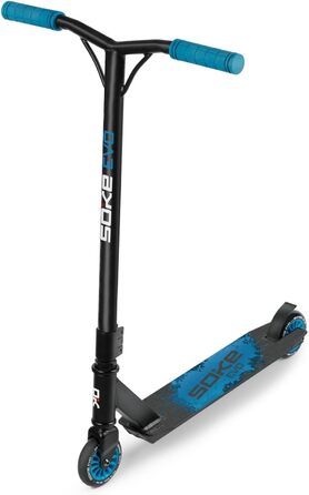 SOKE Evo: Скутер для екстремального катання в скейтпарку - ABEC-9 підшипники, сталевий Y-образний кермо з TPR-поручнями, алюмінієва дека, PU-колеса 88A, стандартний синій колір