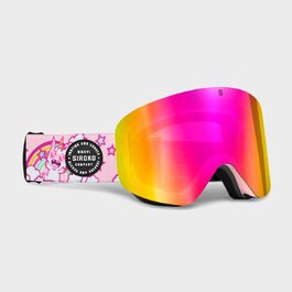 SIROKO Дитячі сноубордичні та лижні окуляри GX Snow Unicorns, рожево-жовті