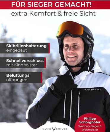 Чорний гірськолижний шолом Kitzbühel I - дихаючий, регульований, з полікарбонату, для чоловіків та жінок