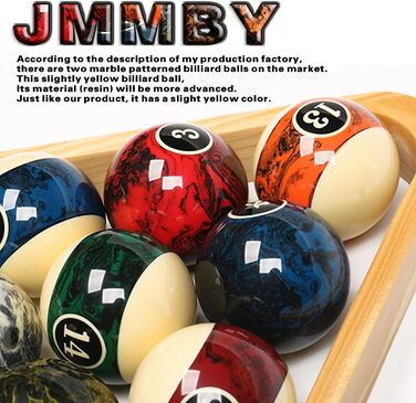 Набір для більярду преміум-класу, 16 куль, мармур-стиль, 5.4 см, чорний мармур