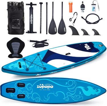 Надувний SUP-борд Zupapa 366см/320см з аксесуарами | Stand Up Paddle Board з сидінням для каяка | Комплект