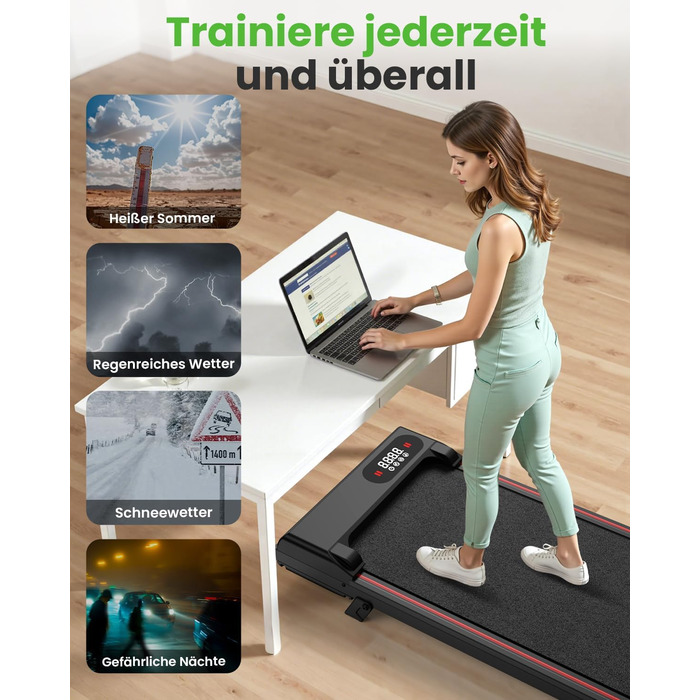 Біговий доріжка HomeFitnessCode з нахилом для дому - Walkpad, електрична, 1-8 км/год, міні, 90 см (чорний)