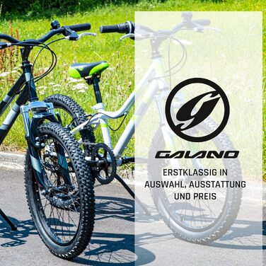 Дитяче гірський велосипед Galano FS180 для дітей від 6 років, 20 дюймів, 6 швидкостей, MTB, чорно-зелений, V-бідні, unisex, від 120 см