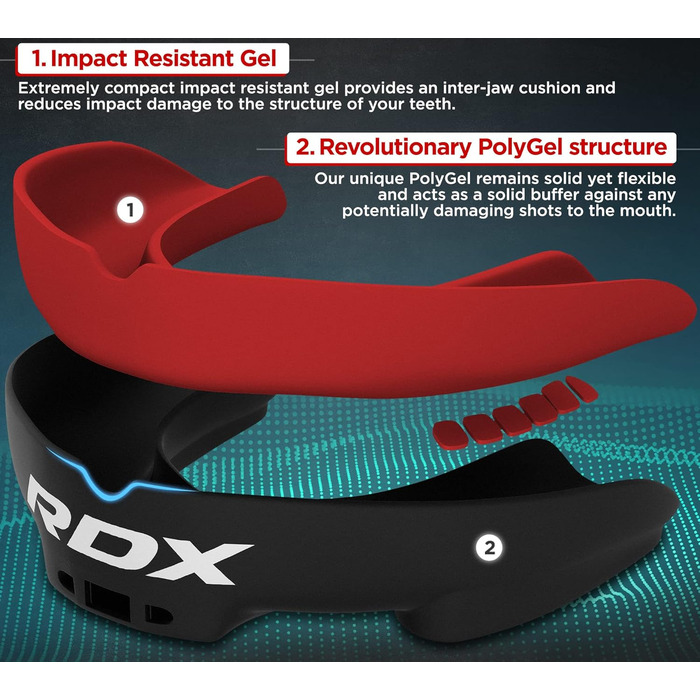 Капа для спорту RDX: захист зубів для MMA, кікбоксингу, хокею та інших видів спорту. Зручна та адаптована для дорослих (від 12 років).