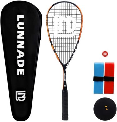 Сквош ракетка Carbon Tear Drop з м'ячем, Overgrip, Демпфер та сумка. Помаранчевий/Західний колір у зигзагоподібному візерунку (Sunset Chevron)