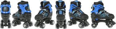 Роликові ковзани XUANYU з підсвічуванням коліс, класичні ролики Quad для дівчаток та хлопчиків, зручні та дихаючі, ролики для початківців, блакитно-чорного кольору, розмір S (27-32)