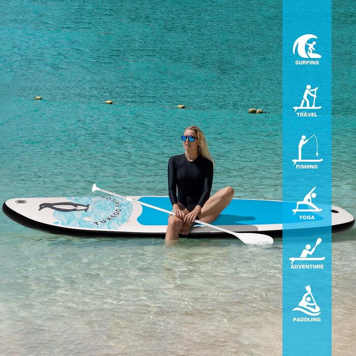 Надувна SUP-дошка Tuxedo Sailor 10'6×33×6 з веслом, плавниками та страховкою для сап-серфінгу