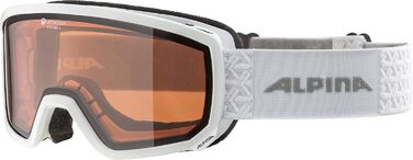 ALPINA SCARABEO S Q – Дзеркальна, контрастна та поляризована лижна маска OTG з 100% UV-захистом для дорослих, універсальний розмір, біла