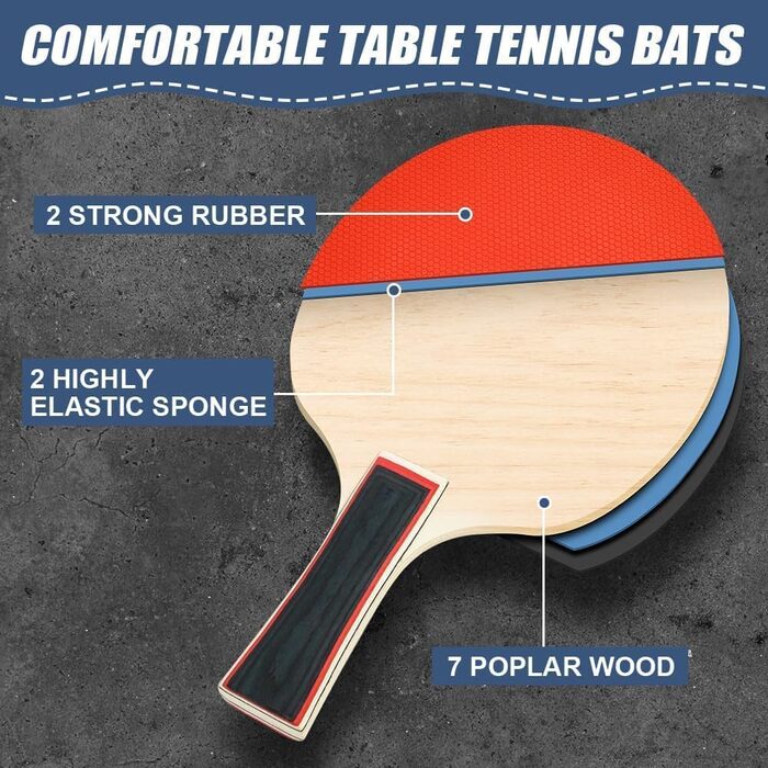 Набір для настільного тенісу Flintronic: 2 ракетки + 3 м'ячі, з сумкою. Підходить для початківців та професіоналів