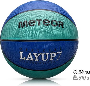 М'яч баскетбольний Meteor Layup Kinder Mini, розмір 7 (блакитний) - для дітей 4-8 років, ідеальний для тренувань