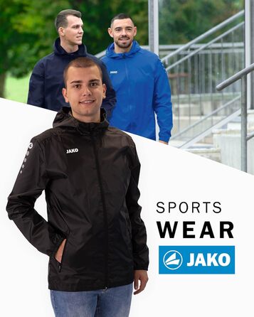 Чоловіча водонепроникна куртка JAKO Regenjacke, колір чорний, розмір L