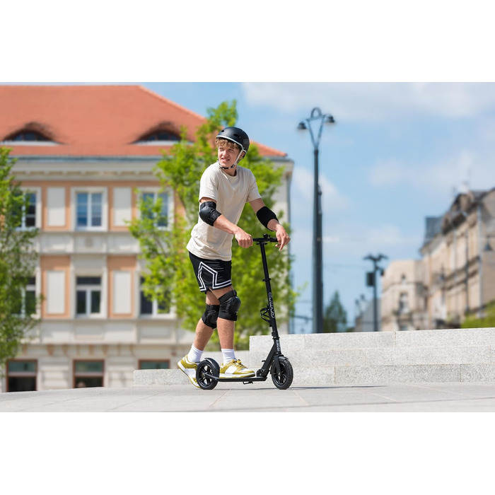 Скутер Raven Roller Cityroller Kickroller Snug AIR з повітряними колесами, дзвіночком та тримачем для пляшки (200 мм, Snug Black)