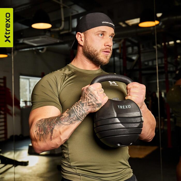 Кетлбел XTREXO регульований, зміна ваги 4/7/9/11/14 кг, чавунний, для CrossFit, професійний