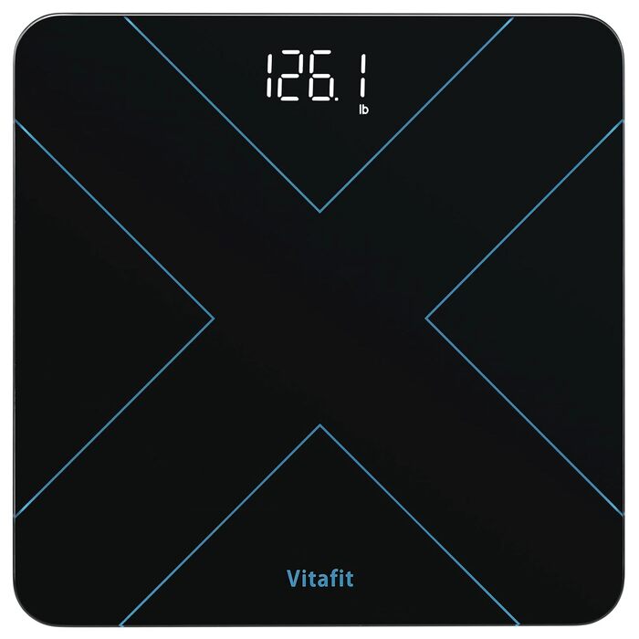 Ваги Vitafit Digital - персональні ваги з вимірюванням ваги та ІМТ, смарт-ваги з підключенням Bluetooth, неслизька платформа, чорного кольору