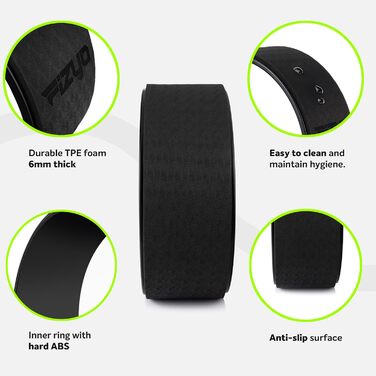 Колесо для йоги Fizyo Yoga Wheel – для розтяжки спини та полегшення болю – стабільне, неслизьке – для йоги, пілатесу, розтяжки (Чорний, 32 см)