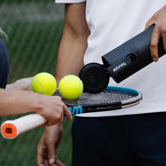 Відскочуючий тренажер для тенісу Bounce Tube Tennis – Контейнер для тенісних м'ячів – Подовжена служба x3 – Збереження відскоку – Вбудований насос для тенісних м'ячів