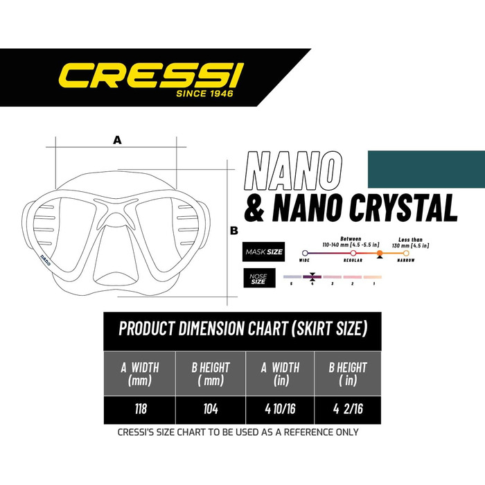 Маска для підводного плавання Cressi Nano чоловіча, синьо-чорна