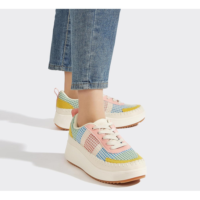 Кросівки жіночі Lucky Step на платформі з камінням, рожево-жовті, повсякденні, 39 EU