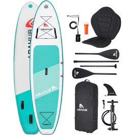 Надувна SUP-дошка Abahub 320x78x15 см, комплект для сап-серфінгу, синя/зелена/помаранчева/червона, з регульованим алюмінієвим веслом, сидінням для каяка, для веслування, риболовлі та каное