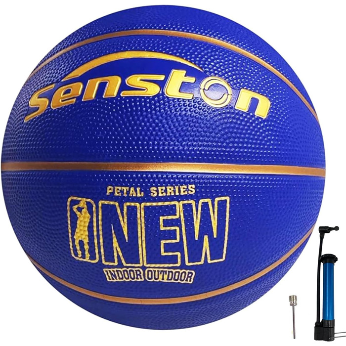 Баскетбольний м'яч Senston, розмір 7, з насосом, для дорослих та підлітків (синій)