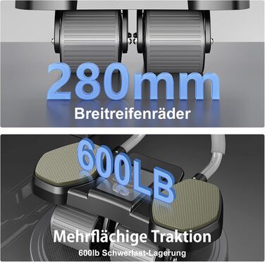 Ролер для пресу, тренажер для дому, покращене 4-колісне шасі, стабільний тренажер для зміцнення м'язів пресу та корпусу, довговічний та легкий, ідеальний для чоловіків та жінок, чорно-синій