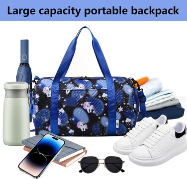 Спортивна сумка з єдинорогом, чорна – унісекс для тренувань та спорту