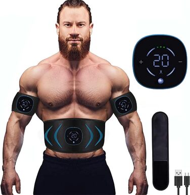 EMS тренажер для пресу Yonars: електричний стимулятор м'язів, USB, для живота, рук, ніг. Підходить для фітнесу.