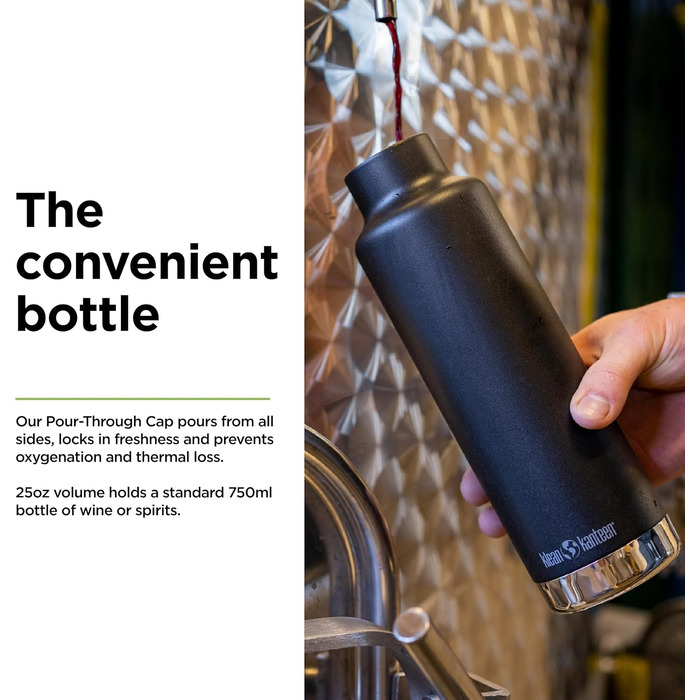Пляшка для води Klean Kanteen Classic 739 мл, чорна, метал, для чоловіків