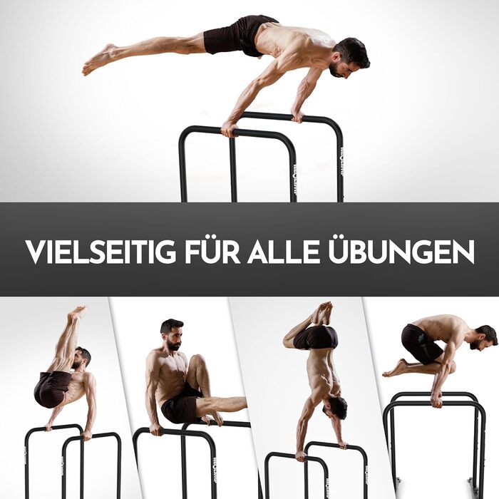 NEOLYMP Dip Station для віджимань: 400 кг, регульована ширина, з E-Book, антиковзні ніжки. Комплект для фітнесу вдома (турнік + еластична стрічка)