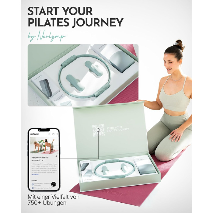 Набір для пілатесу Neolymp – м'яч, кільце, гантелі, стрічки, E-book | Sky Blue