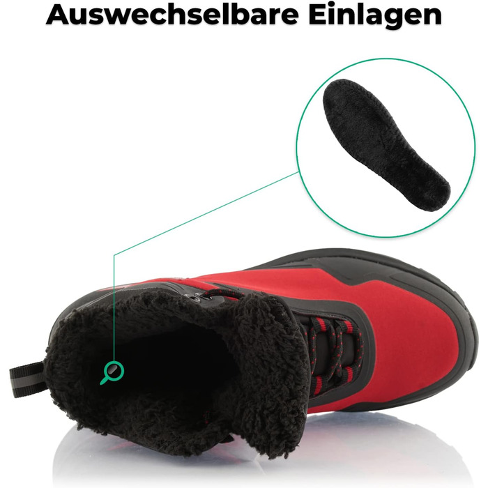 Черевики для трекінгу жіночі/чоловічі, теплі, для піших прогулянок, чорні/зелені (45 EU, чорні/червоні)