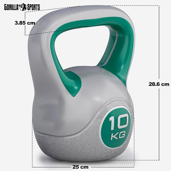 Kettlebell GORILLA SPORTS пластиковий 2–20 кг, набір 30 кг (8+10+12 кг), гиря для фітнесу та тренувань, окремо або в комплекті, з підставкою/без, для дому та спортзалу