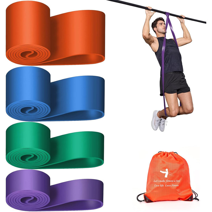 Набір еластичних стрічок для підтягувань Klimmzug-Hilfsband-Set: для силових тренувань та формування тіла. 15–120 lbs (6.8–54 kg), 70–230 lbs (31.8–104 kg).