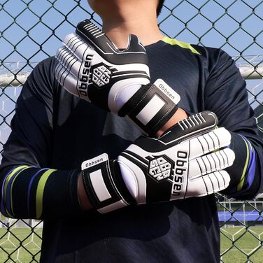 Воротарські рукавиці дитячі та дорослі Torwart, для футболу з захистом пальців, латексний антиковзкий захват, посилений гріп (S5 Чорні, 8)