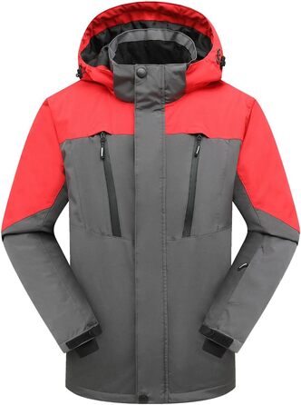 Чоловіча водонепроникна лижна куртка PHIBEE, зимова, тепла, від вітру, з капюшоном, червоно-сіра, XXL