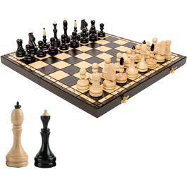 Шаховий набір Master Of Chess Staunton 50 см, дерев'яний, бук і береза, преміум-якість, велика дошка для гри, елітне шахове поле