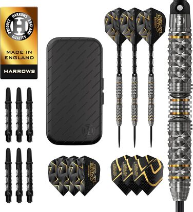 Професійний набір дартс Harrows Opus, 90% вольфрам, 16 предметів, сталеві наконечники, всі ваги, карбонові стержні, Opus Flights