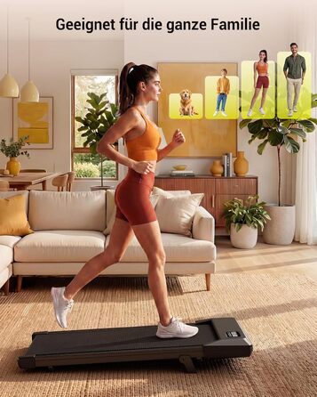 Складана бігова доріжка MJWW Raceable Walking Pad з нахилом 6-9%, потужність 2.5/3.0 HP, керування через додаток, AI-тренування, LED-дисплей, Jet Black 90 см, для дому та офісу