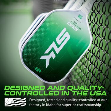 Пле́йбол (піклбол) ракетка SLK Evo Hybrid: гібридне волокно, поверхня C6, Polymer Rev-Core Power, зелений, XL (2024)