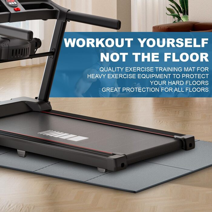 Килимок під тренажер PVC 173x61x0.6 см, захисний шумопоглинаючий мат для бігової доріжки та йоги, водонепроникний (сірий)