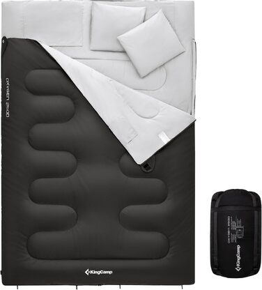 Сплячий мішок KingCamp для двох осіб, зимовий, чорний, для кемпінгу та відпочинку на природі
