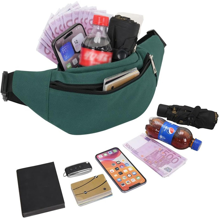 Сумка на пояс Bauchtasche унісекс (33x6.5x14 см), оливкова - для спорту, фітнесу, велосипеда, кемпінгу. З відділенням для телефону