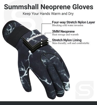 Неопренові рукавички Summshall 3 мм для дайвінгу, серфінгу, каякінгу, снорклінгу, вітрильного спорту та риболовлі - сірі для чоловіків та жінок