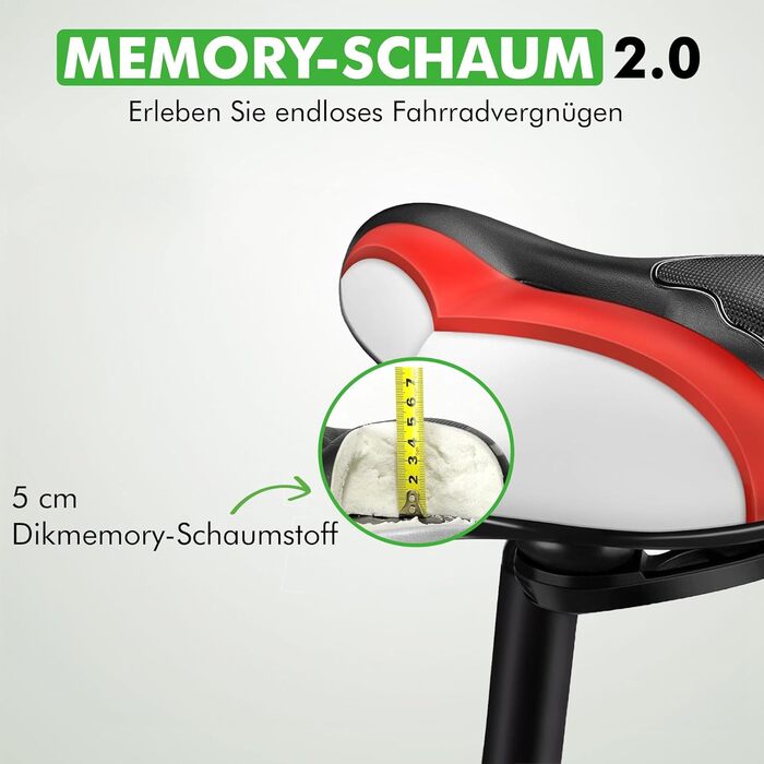 Велосідельний комфортний з піни Memory Foam для чоловіків та жінок, ергономічне сідло для велосипеда, E-bike, MTB - Чорний