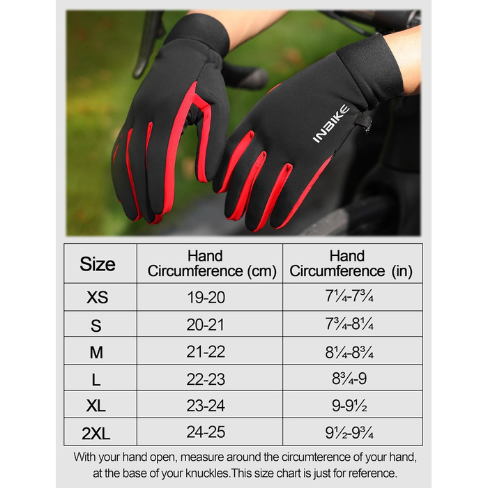 Зимові рукавички для катання на лижах та велосипеді з сенсорним екраном, Winddicht, теплі, WF709, зелені (чорно-червоні), розмір S