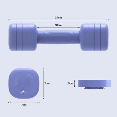 Sportneer Регульовані гантелі для жінок - набір з 2 гантелей (по 1-2,5 кг) з неслизьким TPU-покриттям, 4-в-1 набір гантелей для фітнесу вдома, домашній спортзал та силові тренування (світло-блакитний)