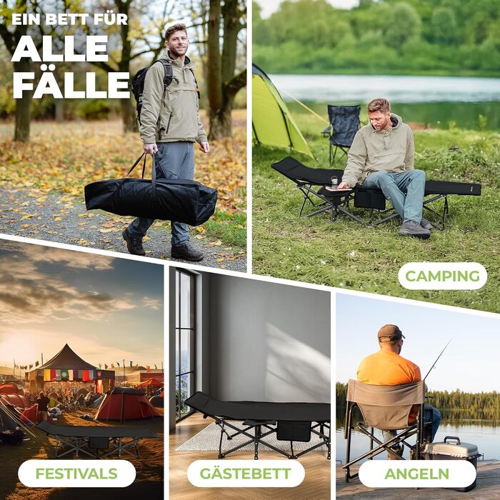 NORDICTRAILS Кемпінгове ліжко NORDICTRAILS - розкладне ліжко для кемпінгу XXL | Зручне, легке та широке для відпочинку на природі | Гостьове ліжко, лежак, розкладне ліжко, ліжко для риболовлі, ліжко для кемпінгу з надзвичайно м'яким матрацом (Без матраца,