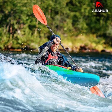 Весло для каяка Abahub 220-240 см, алюмінієве, регульоване, подвійне, з мотузкою, пластикові лопаті, помаранчеве